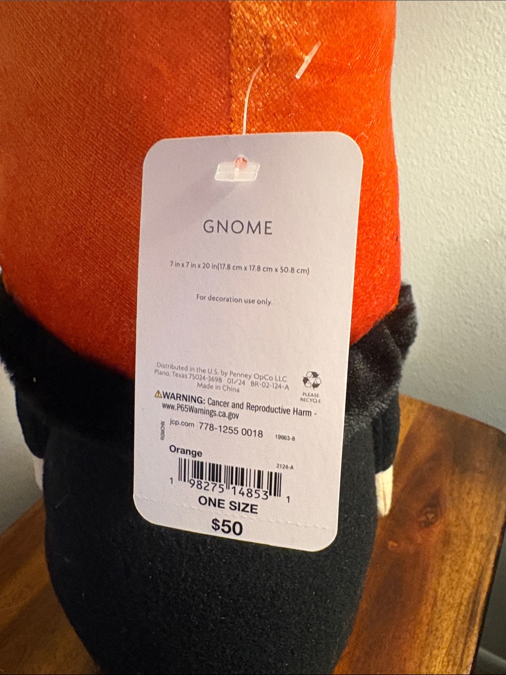 Halloween Gnomes No Tricks Just Treats Large Plush Shelf Sitter NWT - Picture 3 of 8